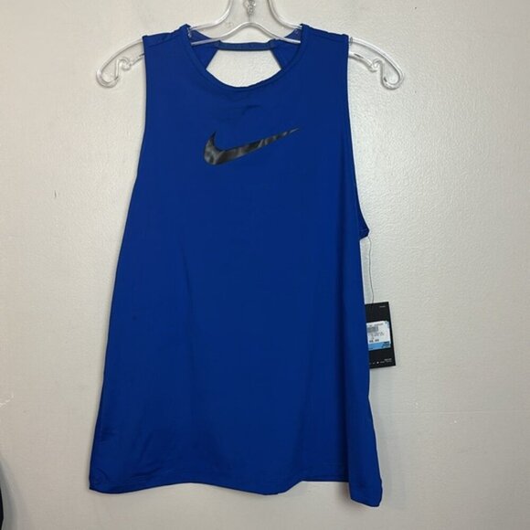 Nike Pro Essential Swoosh Dri Fit Open Back High Neck Workout Tank Top - Picture 5 of 11